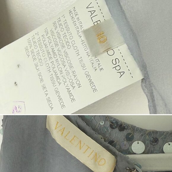 VALENTINO 00's Vintage Dusty Powder Blue Embellished Dress - Picture 9 of 10